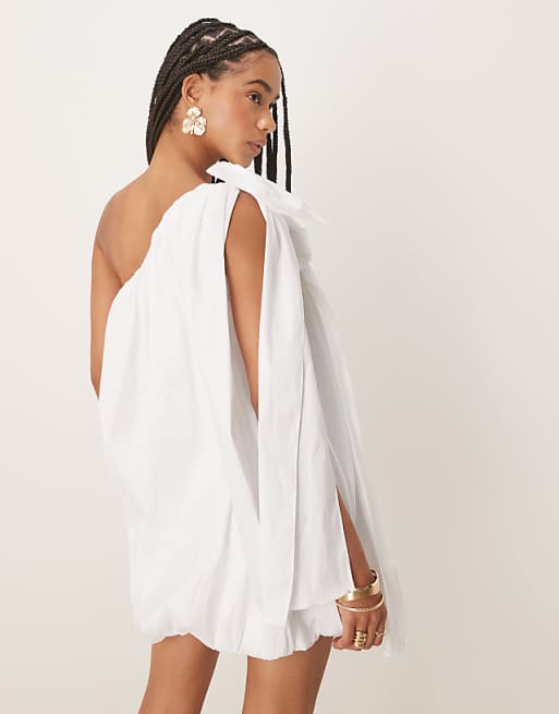 Asos Bardot Razia One Shoulder Mini Dress In Orchid White