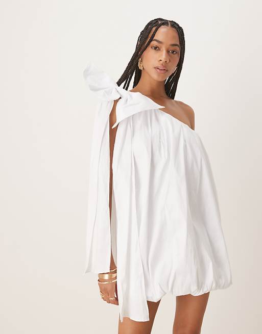 asos Bardot Razia one shoulder mini dress in orchid white