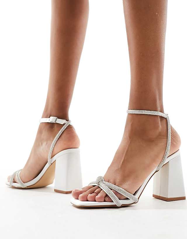 Asos Be Mine Abina Embellished Sandals In Ivory Satin