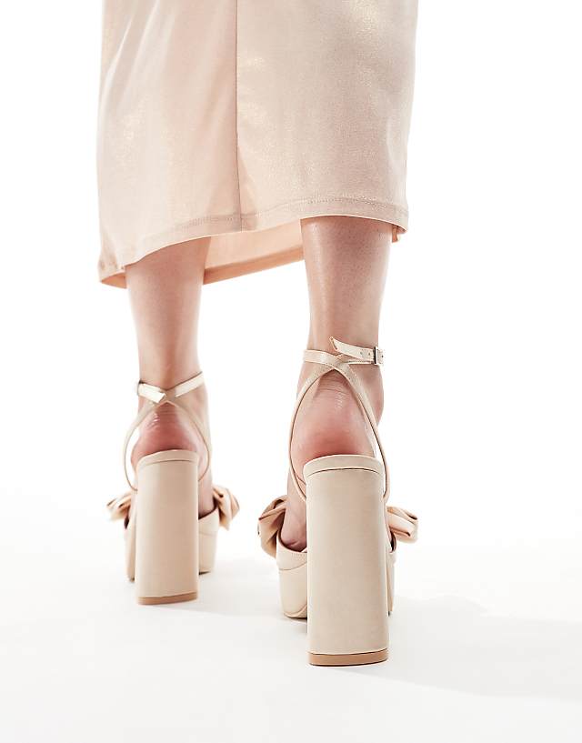 Asos Be Mine Bridal Emani Platform Block Heeled Sandals In Light Pink