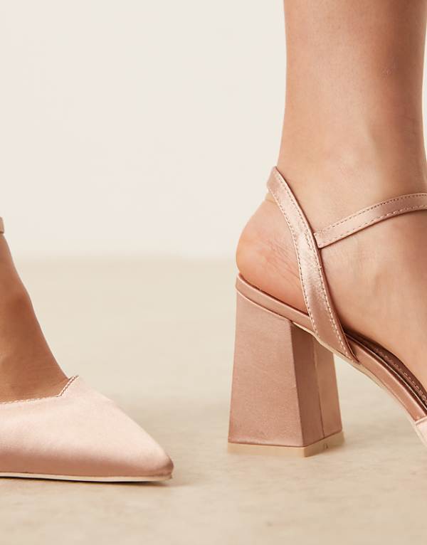 Asos Be Mine Bridal Frankie Embellished Heeled Shoes In Blush Satin