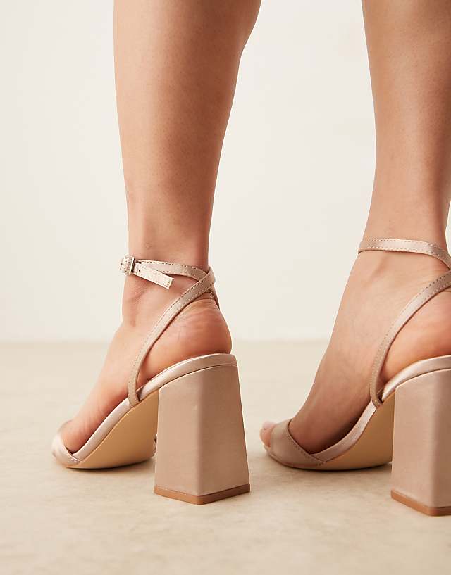 Asos Be Mine Bridal Wink 2 Heeled Sandals In Blush Satin