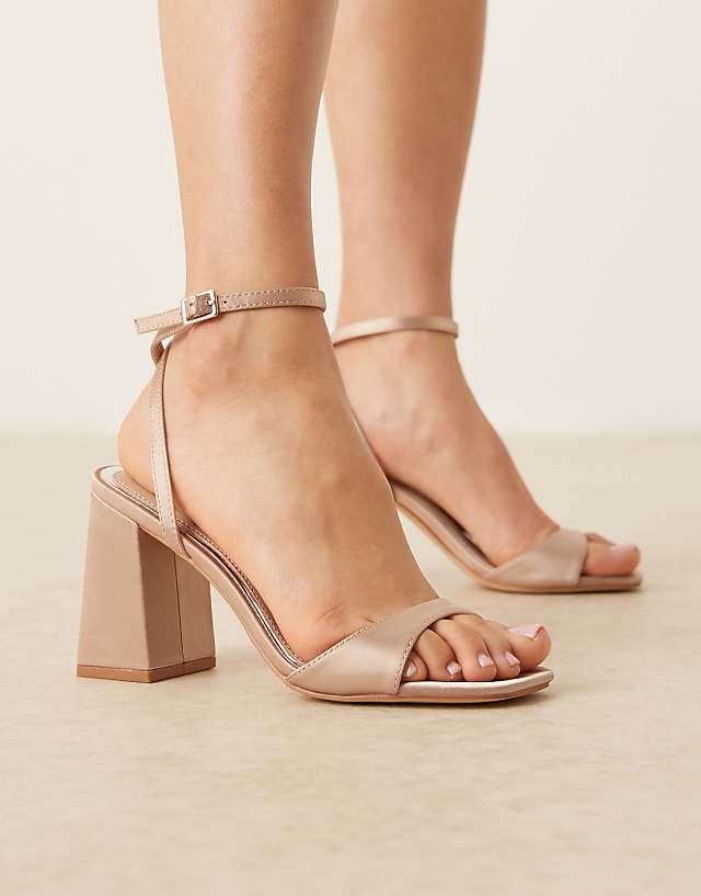 asos Be Mine Bridal Wink 2 heeled sandals in blush satin