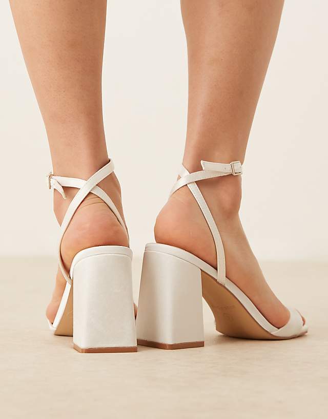 Asos Be Mine Bridal Wink 2 Heeled Sandals In Ivory Satin