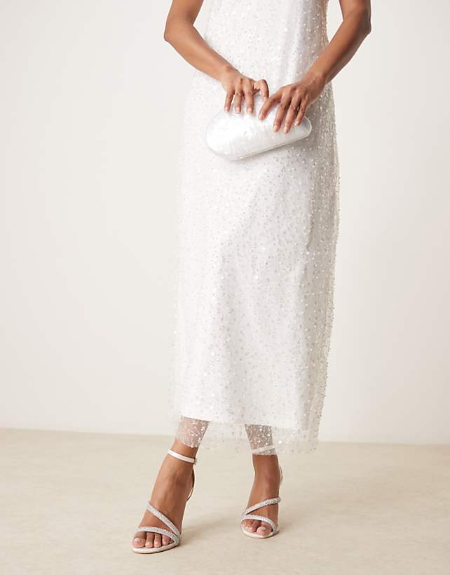 Asos Be Mine Nadia Heeled Sandals With Straps In Satin Ivory