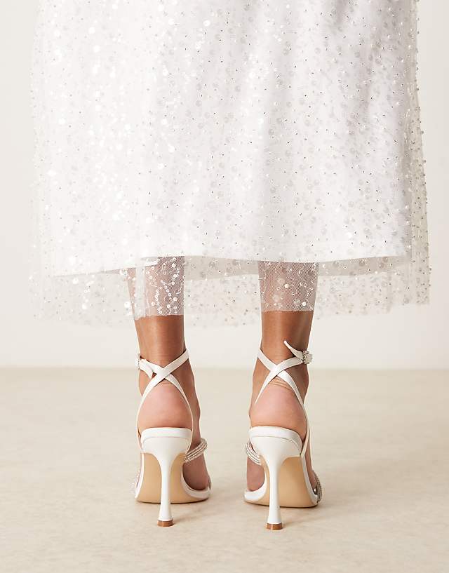 Asos Be Mine Nadia Heeled Sandals With Straps In Satin Ivory