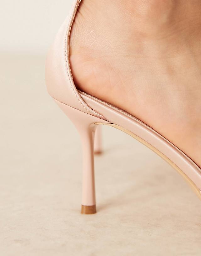 Asos Be Mine Wide Fit Bridal Vennie Kitten Heeled Shoes In Blush Satin