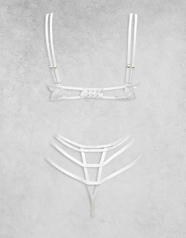 Asos Bluebella Ophelia Leaf Crochet Underwired Bodysuit In White