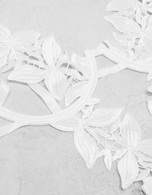 Asos Bluebella Ophelia Leaf Crochet Underwired Bodysuit In White