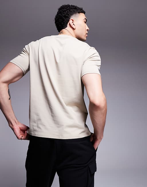 Asos BOSS Bodywear Unique Stripe Logo T-shirt Regular Fit In Light Beige