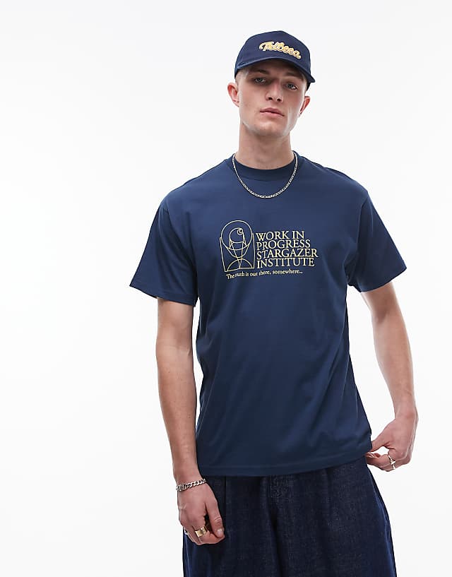 Asos Carhartt WIP Stargazer Graphic T-shirt In Dusky Blue