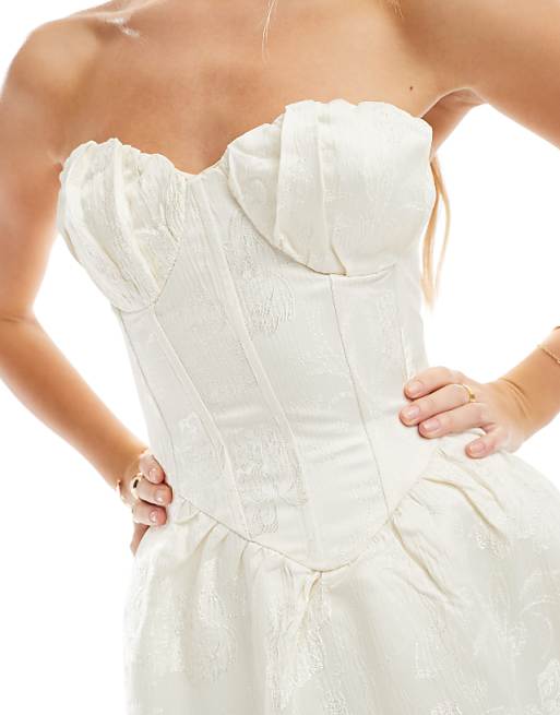 Asos Collective The Label Corset Mini Dress In Cream Brocade