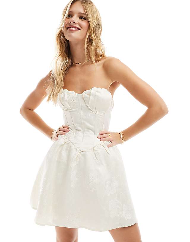 Asos Collective The Label Corset Mini Dress In Cream Brocade