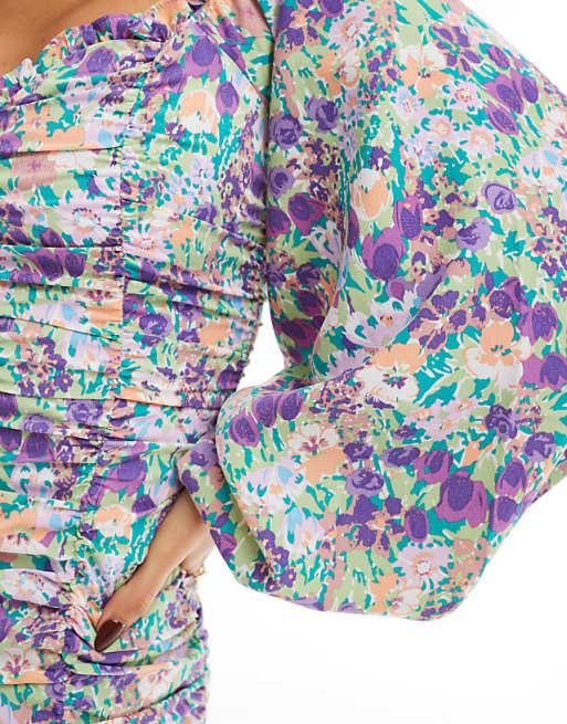 Asos Collective The Label Ruched Mini Dress In Lilac