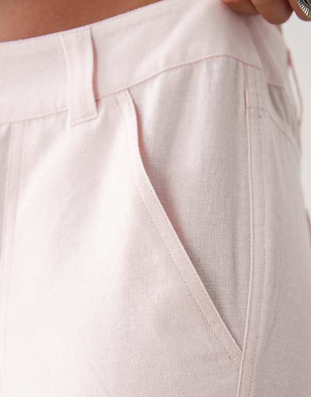 Asos COLLUSION 90s Low Rise Relaxed Trouser With Linen In Pink - LPINK