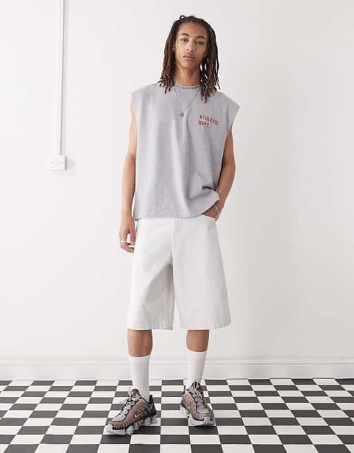 Asos COLLUSION Atheltic Varsity Tank Vest In Grey With Red Print