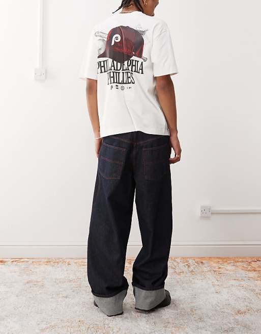 Asos COLLUSION Baggy Jeans With Turn Up Hem In Rinse Wash