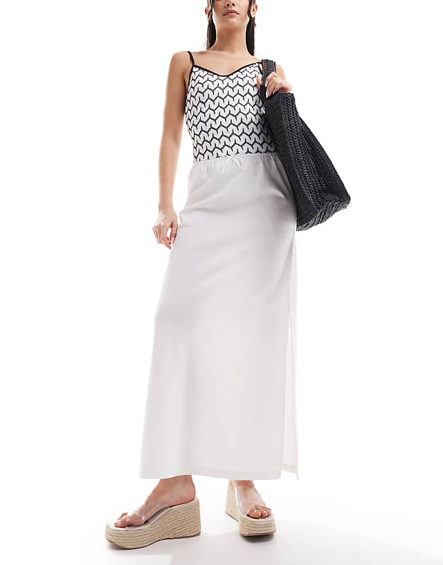 Asos COLLUSION Beach Woven Maxi Skirt With Bow In White - WHITE