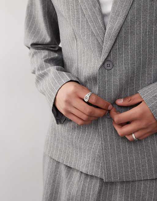 Asos COLLUSION Boxy Pinstripe Blazer Co-ord In Stone