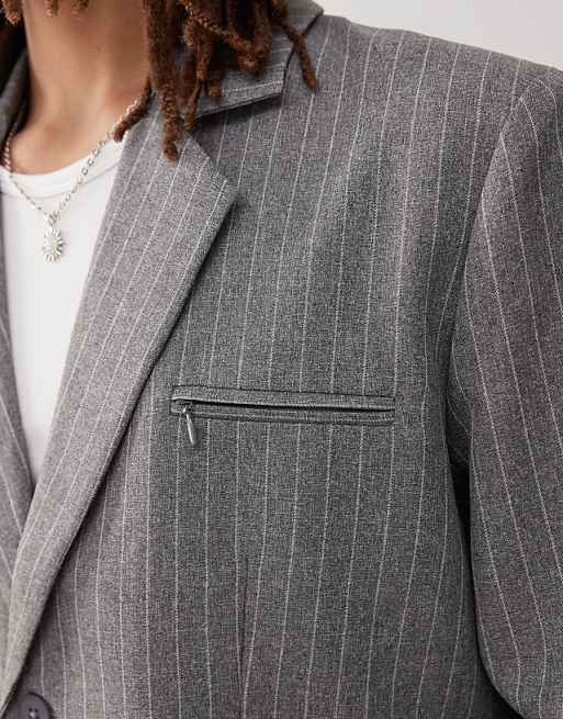 Asos COLLUSION Boxy Pinstripe Blazer Co-ord In Stone