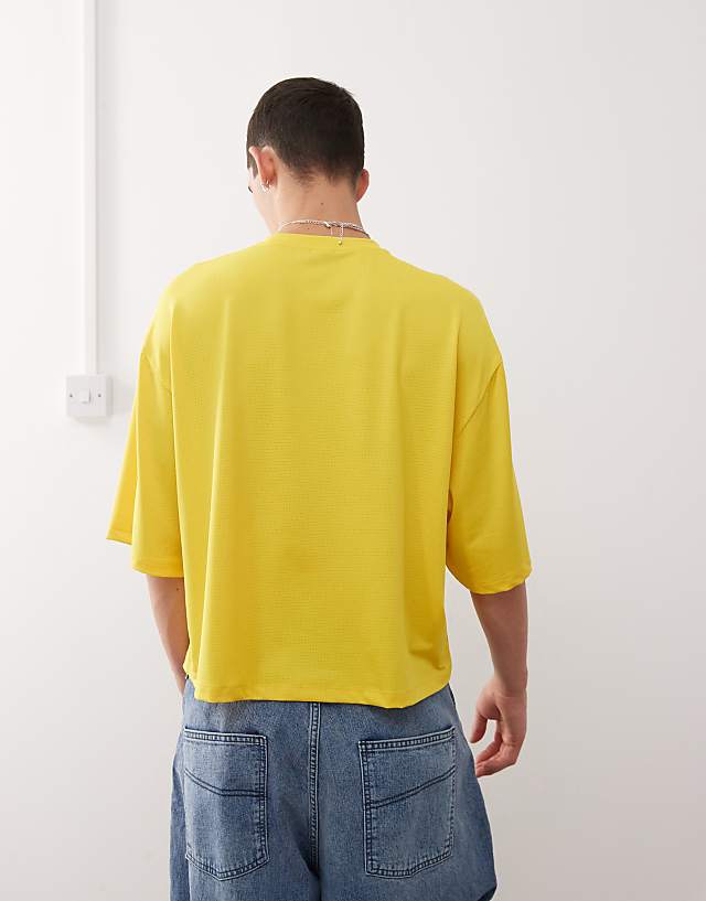 Asos COLLUSION Boxy T-shirt In Yellow Sports Air Tex Fabric Jersey