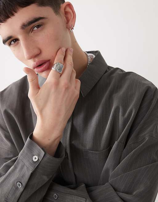 Asos COLLUSION Oversized Tailored Shirt In Pinstripe