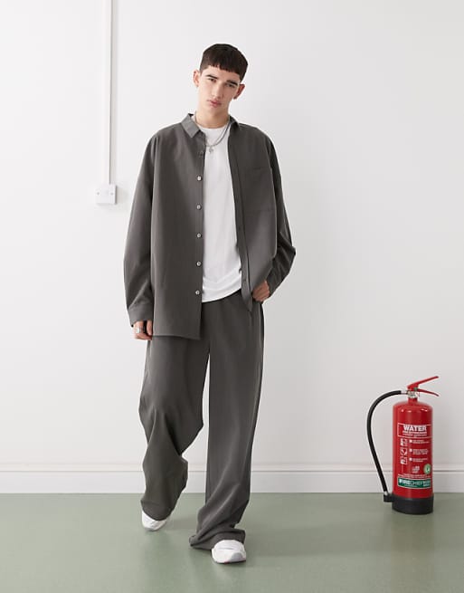 Asos COLLUSION Oversized Tailored Shirt In Pinstripe
