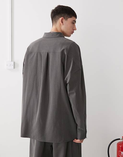 Asos COLLUSION Oversized Tailored Shirt In Pinstripe