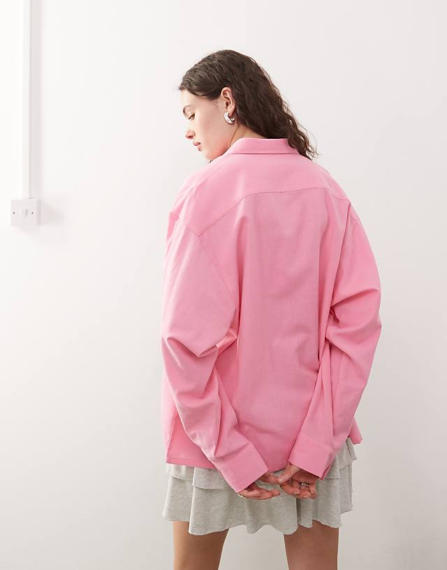Asos COLLUSION Oversized Woven Blend Shirt In Pink - MULTI
