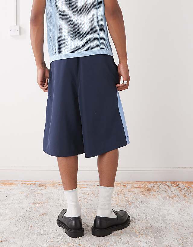 Asos COLLUSION Panelled Football Style Shorts In Blue