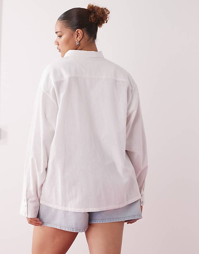 Asos COLLUSION Plus Oversized Linen Look Blend Shirt In White - WHITE