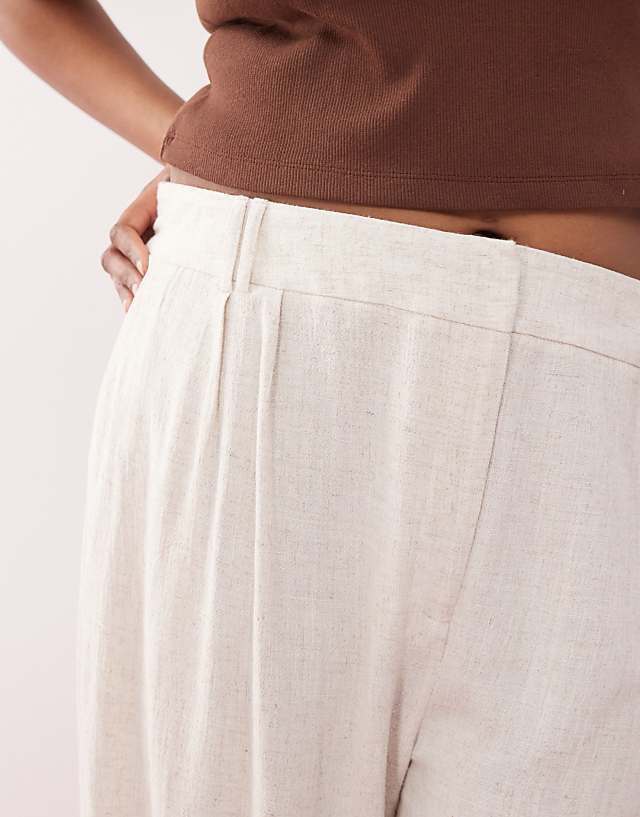 Asos COLLUSION Plus Relaxed Woven Trouser With Linen In Stone - STONE