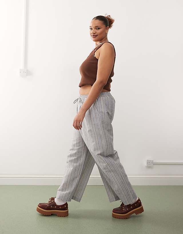 Asos COLLUSION Plus Stripe Woven Trouser With Cargo Pockets In Multi - MULTI