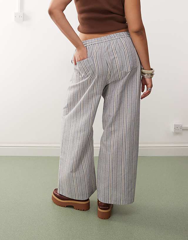 Asos COLLUSION Plus Stripe Woven Trouser With Cargo Pockets In Multi - MULTI