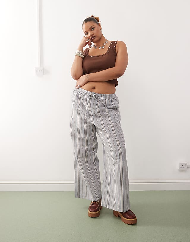 asos COLLUSION Plus stripe woven trouser with cargo pockets in multi - MULTI