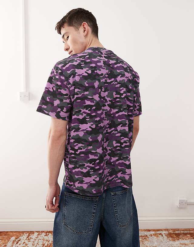 Asos COLLUSION Purple Camo Skater Boxy Fit T-shirt With Print