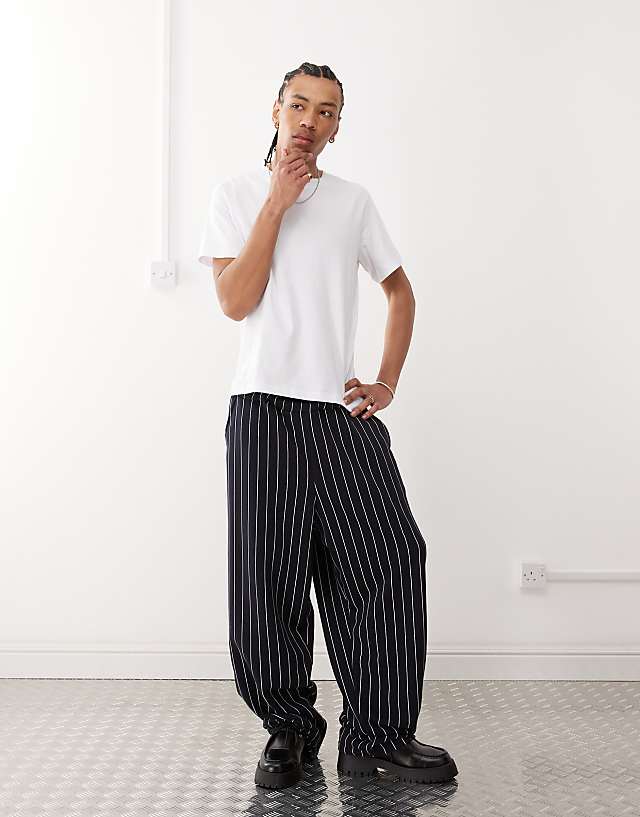 Asos COLLUSION Relaxed Skater Joggers In Pinstripe Print - MULTI