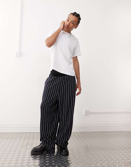 asos COLLUSION Relaxed skater joggers in pinstripe print - MULTI