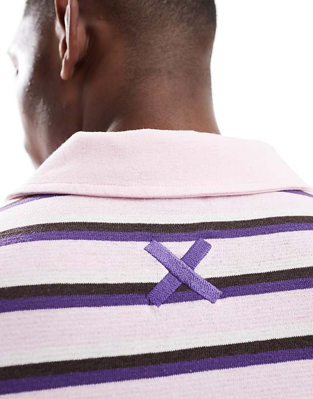 Asos COLLUSION Shrunken Polo T-shirt With Pink Stripe