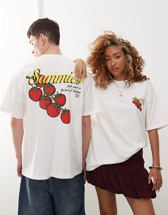 Asos COLLUSION Tomato Print Graphic T Shirt In White