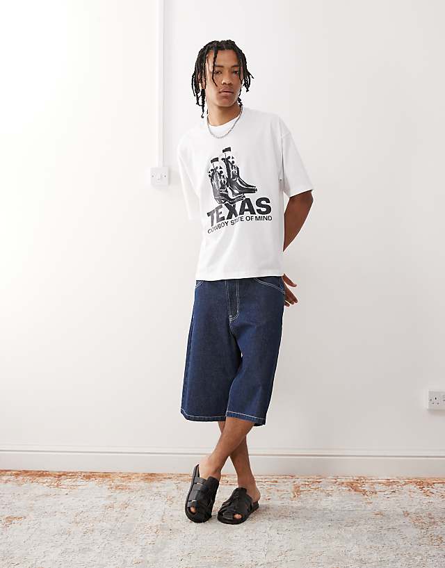 Asos COLLUSION Western Cowboy Texas Graphic T-shirt In White