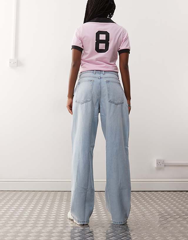 Asos COLLUSION X014 Mid Rise Antifit Jeans In Lightwash