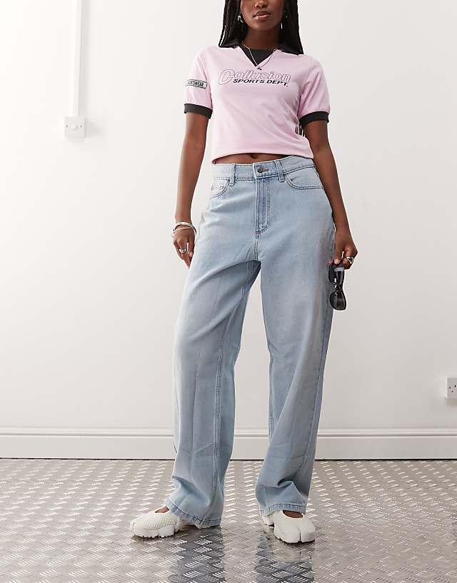 asos COLLUSION X014 mid rise antifit jeans in lightwash