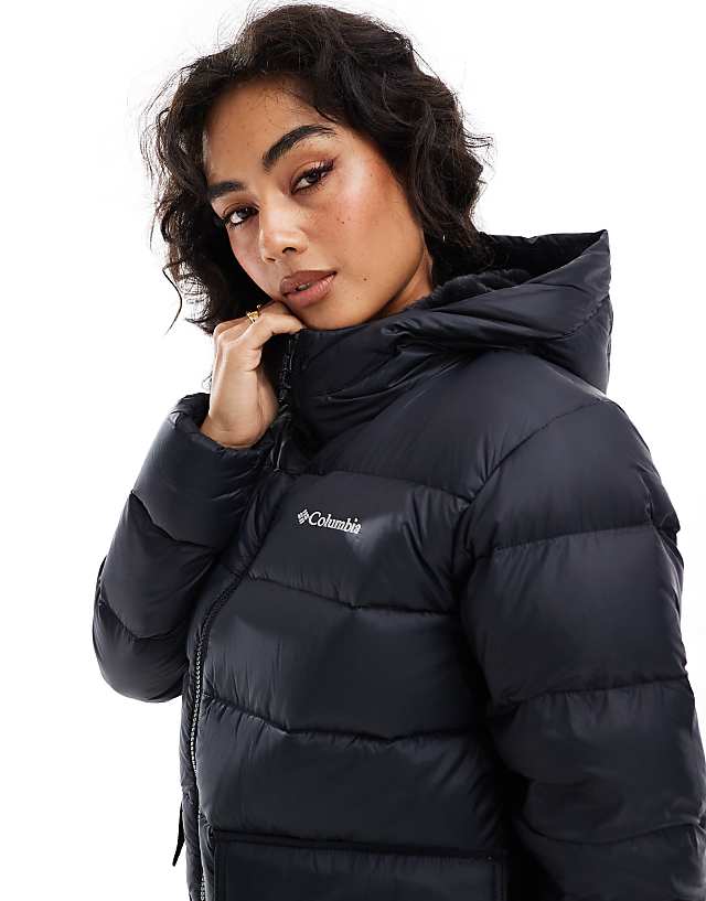 Asos Columbia Harmony Falls Hooded Down Jacket In Black