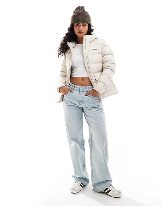 Asos Columbia Harmony Falls Hooded Down Jacket In Dark Stone