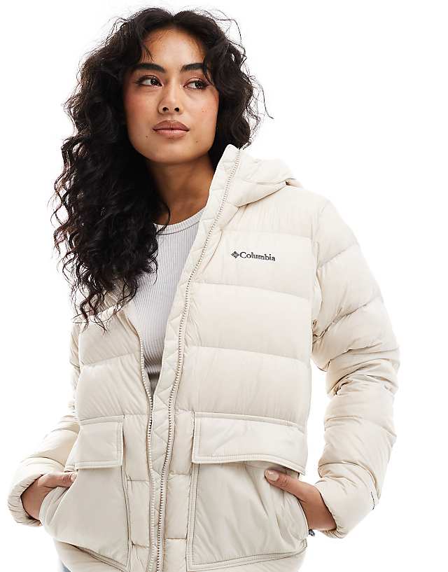 asos Columbia Harmony Falls hooded down jacket in dark stone