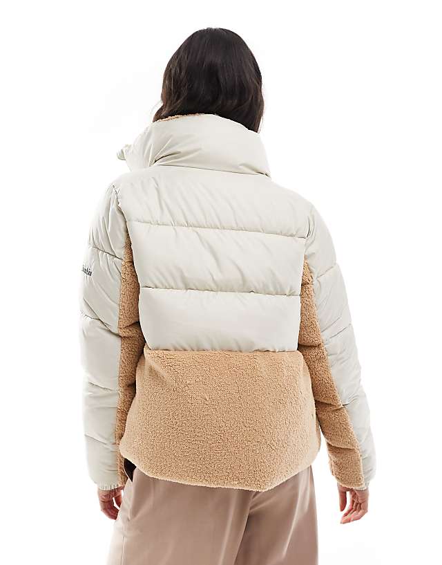 Asos Columbia Leadbetter Point II Sherpa Hybrid Puffer Jacket In Dark Stone And Canoe