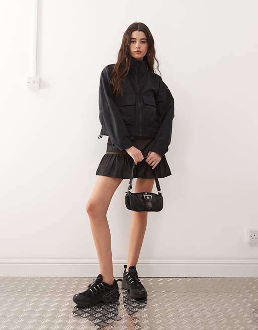 Asos Columbia Paracutie Cropped Cargo Windbreaker In Black