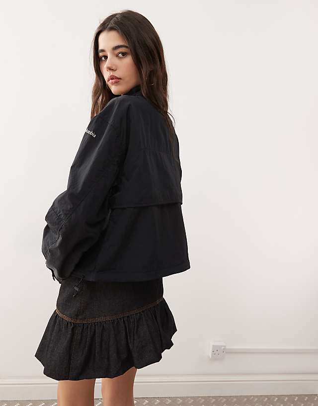 Asos Columbia Paracutie Cropped Cargo Windbreaker In Black