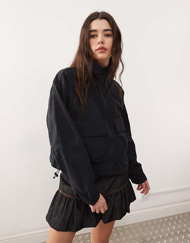 asos Columbia Paracutie cropped cargo windbreaker in black